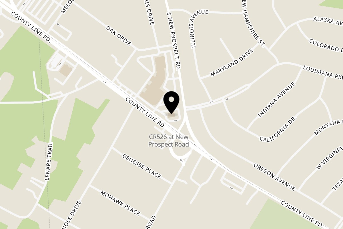 Map showing the location of Chicken Holiday & Grill on 400 S New Prospect Rd in Jackson Township